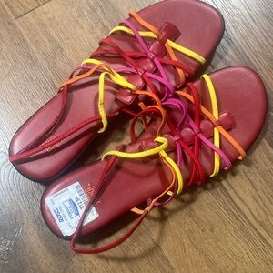 NWT Impo Red and Yellow Strappy Sandals Size 10